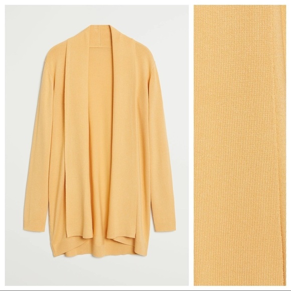 NWOT. Mango Basic Yellow Ribbed Detail Cardigan. Size S. - Picture 4 of 8